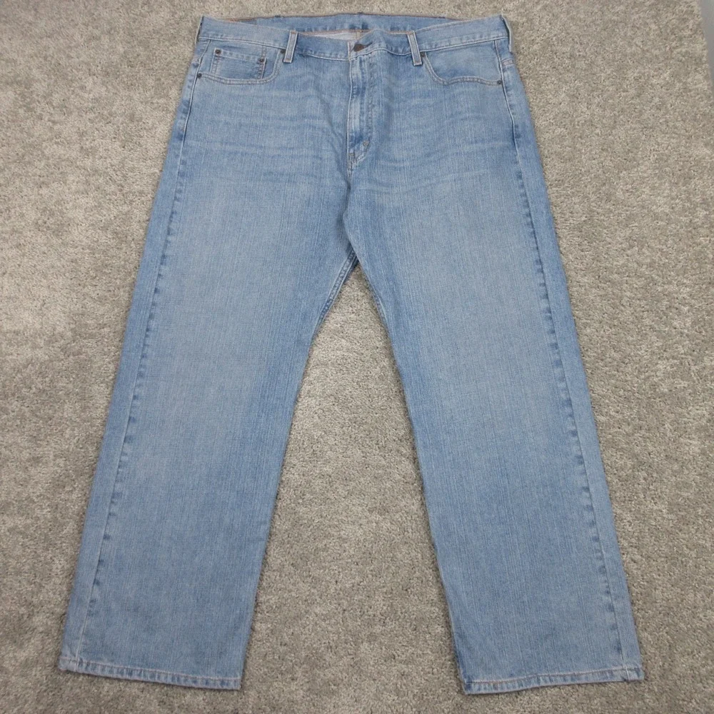 Levis Jeans Mens 40x30 Blue 569 Loose Straight Faded Zip Fly Whisker Denim Pants